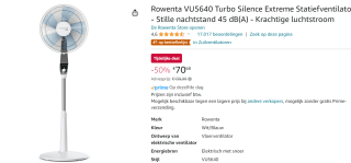 ROWENTA Turbo Silence Extreme ventilator voor €70,68 bij Amazon