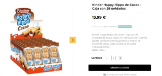 Kinder Happy Hippo de Cacao - Caja con 28 unidades por 10€