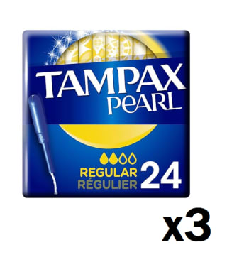 3 Paquetes de Tampax Pearl Regular Tampones Con Aplicador, Se Adaptan A La Forma De Tu Cuerpo, Evitan Pérdidas, 24 Unidades por 7.98€