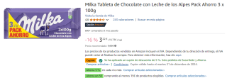 5 Paquetes x 3 unidades de 100 grs de Milka, Tableta de Chocolate con Leche de los Alpes por 10.08€