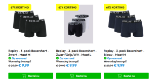 Replay - Heren Onderbroeken 3-Pack voor €9,99 bij Timco voordeelmarkt