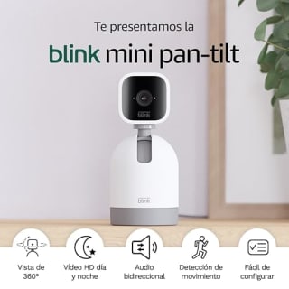 Blink Mini Pan-Tilt Cámara de seguridad inteligente orientable compatible con Alexa por 23,99€