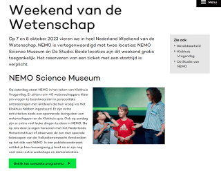 Gratis naar NEMO Science Museum en De Studio van NEMO op 7 & 8 oktober
