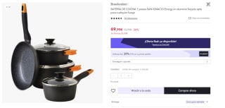 Bateria de cocina de 7 piezas San Ignacio Energy por 39.99€