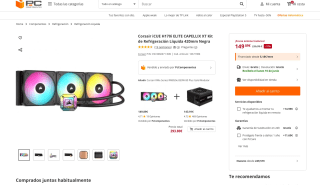 Kit Corsair iCUE H170i ELITE CAPELLIX XT de Refrigeración Líquida 420mm Negra por 149,89€