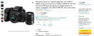 Panasonic Lumix G7 4K + LUMIX G VARIO 14-42mm y 45-150mm por $11,600 en Amazon