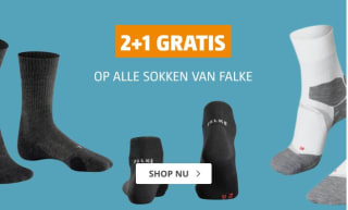 2+1 gratis op alle Falke sokken bij Bever