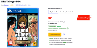 GTA Trilogy PS4 voor €9,99 bij Bol