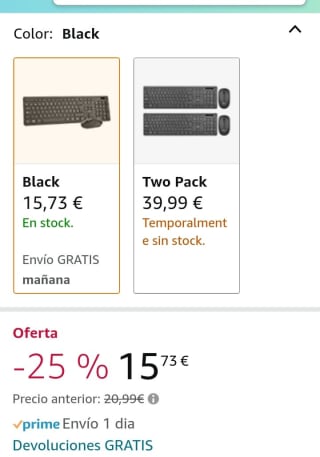 Rii RK200 Combo Ratón y Teclado Inalámbrico por 15,73€.