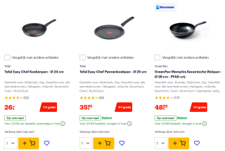 1+1 gratis op pannen bij Bol.com