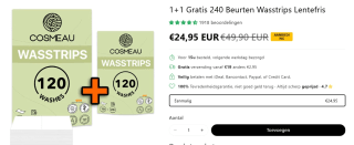 1+1 Gratis op 240 Beurten Wasstrips Lentefris bij Cosmeau