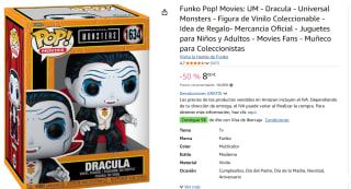 Figura Funko Pop!​ Movies: UM - Dracula​ - Universal Monsters - Figura de Vinilo por 8€