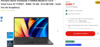 Portátil Asus Vivobook F1500EA-BQ3075 por 499€