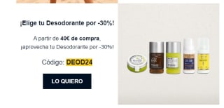 30% descuento en desodorantes a partir de 40€ de compra