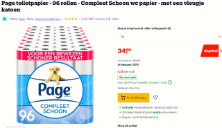 Page wc papier - Compleet Schoon - 96 rollen - Voordeelverpakking voor €34,99 bij Bol.com