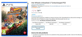 Juego Hot Wheels Unleashed 2 Turbocharged PS5 por 14€