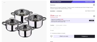 San Ignacio Bateria de cocina 8 piezas-acero inoxidable-tapas de vidrio por 33.99€ (Cuenta Nueva 21.99€)