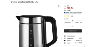 George Home Smoked Glass 3000W Fast Boil Kettle 1.7L – £12.54
