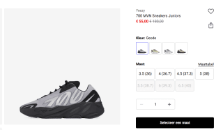 Adidas jongens sneakers Yzy 700 Mnvn voor €55 bij Sportsworld