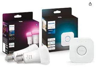 Philips Hue Bridge + 2 Color lampen Startpakket voor €69,99 bij Amazon.de