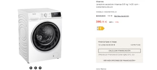 Lavadora secadora Hisense WDQA9014EVJMW de 9 kg + 6 kg secado, 1400 rpm por 390,15€