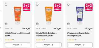 2 + 2 gratis op diverse Weleda doucheproducten bij de Etos