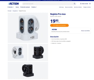 Regleta Pro-max 8 enchufes + 2 puertos Usb + 1 typeC por solo 19,99€