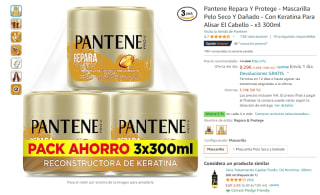 Pack 3 Pantene Repara Y Protege Mascarilla Pelo Seco Y Dañado por 8,83€
