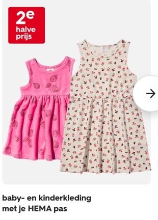 Alle kinderkleding 2e halve prijs met je HEMA pas