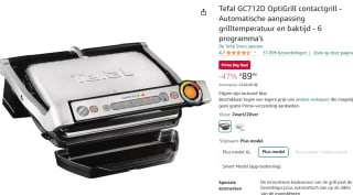 Tefal Optigrill+ GC712D - Contactgrill voor 89,99 bij Amazon
