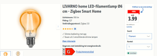 LIVARNO home LED-filamentlamp Ø6 cm - Zigbee Smart Home voor €3,99 in de Lidl webshop
