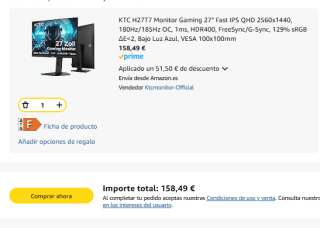 Monitor gaming H27T7 27" Fast IPS QHD 2560x1440, 180Hz/185Hz OC, 1ms por 158,49€