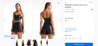 Falda Short Efecto Cuero con Ojetillos por $17.990