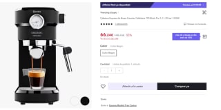 Cafetera express - Cecotec Cafelizzia 790 Black Pro, 1350W, Calentamiento rápido, 20 bar, 1.2 L, 1-2 cafés por 66.24€ (Cuenta Nueva 56.24€)