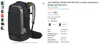 Jack Wolfskin MOAB JAM PRO 30.5 trekrugzak voor €68,47 bij Amazon