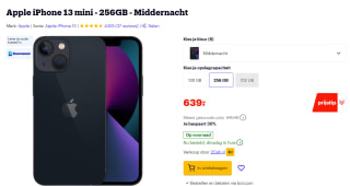 Apple iPhone 13 mini, 256GB opslag Zwart voor €639 bij Bol.com