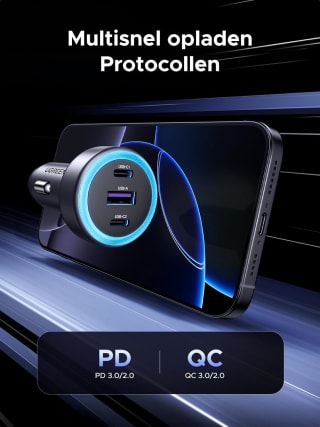 UGREEN 3-poorts sigarettenaansteker USB C PD30W auto-oplader adapter voor €14,99 bij Amazon