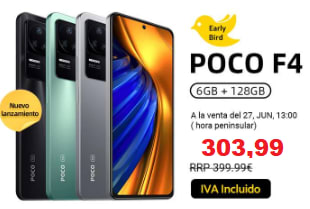 POCO F4 5G 6/128Gb, por 303,99€ (desde España)