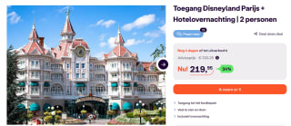Tickets Disneyland Parijs + Hotelovernachting voor 2 personen voor €219,95 via Ibood