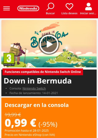 Downey in Bermuda Nintendo Switch por 0,99€.