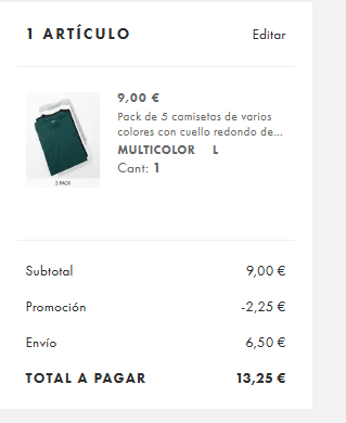 Pack 5 camisetas varios colores con cuello redondo ASOS DESIGN por 6,75€