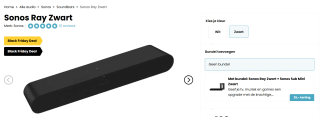Sonos Ray (black) voor €169 bij hellotv
