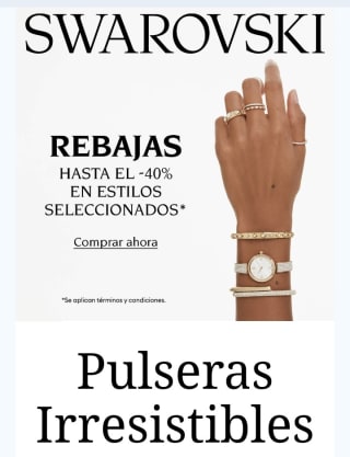 Hasta -40% en Pulseras Swarovski.