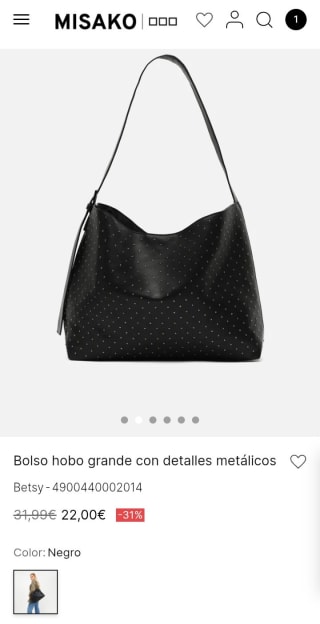 Bolso hobo grande con detalles metálicos por 22€.