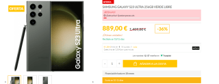 Samsung Galaxy S23 Ultra 256GB por 889€