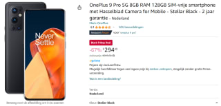 OnePlus 9 Pro 5G 8GB RAM 128GB voor €294,49 bij Amazon.nl