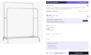 Perchero Burro Doble Rail por 9,68€.