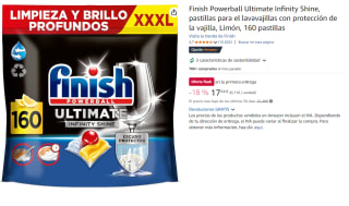 Finish Powerball Ultimate Infinity Shine, pastillas para el lavavajillas con protección de la vajilla, Limón, 160 pastillas por 17.54€