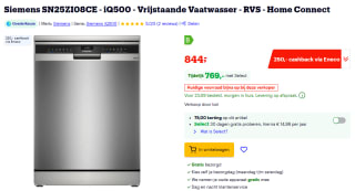 Siemens SN25ZI08CE iQ500 vrijstaande vaatwasser voor €769 met Bol Select
