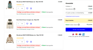 2+1 gratis op baby- en kinderkleding van o.a. Like Flo, Koko Noke in de sale tot 70% bij Bol